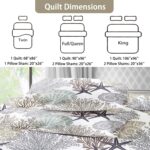 Tritard 3 Piece Coastal Quilt Sets Full/Queen Size - Reversible Microfiber Quilts with 2 Shams Soft Lightweight Beach Bedding Nautical Bedspread Summer Comforter Set for All Season, 90''x96'', C2 - Image 7