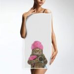 ALALAL Funny Bathing Cat Hand Towels Print Bath Towel Absorbent Soft Fingertip Towels Multipurpose Towels for Yoga Gym Spa Hotel Bathroom 27.5x15.7 inch - Image 6