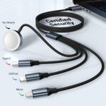 2Pack for Apple Watch Charger,4 in 2 Multi Charging Cable,Type C/Lightning/Micro USB Nylon Braided Travel Vacation Essentials Compatible with iWatch Series,for iPhone Series-Black(5FT) - Image 3