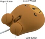 Cute Animal Bear Shape USB Wired Corded Mouse Optical Mice for Notebook PC Laptop Computer 1600DPI 3 Buttons with 3.2 Feet Cord (Brown) - Image 4