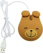 Cute Animal Bear Shape USB Wired Corded Mouse Optical Mice for Notebook PC Laptop Computer 1600DPI 3 Buttons with 3.2 Feet Cord (Brown) - Image 8