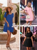 Anbech Women Causal Summer Dresses 2025 Loose Short Sleeve Mini Dress Lightweight A Line Cover Up with Pockets - Image 6