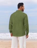 COOFANDY Men's Casual Henley Shirt Long Sleeve Band Collar Shirts Summer Beach Hippie Button T-Shirts - Image 9