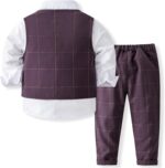 Kimocat Baby Boys Gentleman Bowtie Blue Suits Set Long Sleeve +Vest+Pants - Image 3
