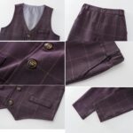 Kimocat Baby Boys Gentleman Bowtie Blue Suits Set Long Sleeve +Vest+Pants - Image 6