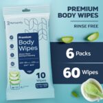 60 XL Shower Wipes – Body Wipes for Adults Bathing No Rinse – 6 Packs of 10 – Extra Moist Bath with Aloe & Vitamin E for Camping, Travel, Gym & Bedridden Care - Image 8