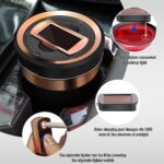 Car Ashtray, Solar Powered/USB Rechargeable Vehicle Ashtray with Electronic Cigarette Lighter, Detachable Ash Tray with Lid & LED Blue Light for Car Cup Holder Home Office (Black) - Image 5