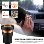 Car Ashtray, Solar Powered/USB Rechargeable Vehicle Ashtray with Electronic Cigarette Lighter, Detachable Ash Tray with Lid & LED Blue Light for Car Cup Holder Home Office (Black) - Image 7