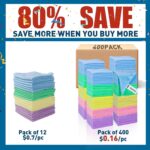 Microfiber Towels Bulk-400 Pack, Cleaning Cloths, Microfiber Towels for Cars, Cleaning Rags 5 Colors Assorted (12x12 inches) - Image 3