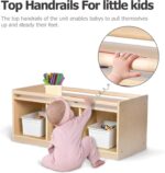 Toddler Toy Storage w/ Mirror Back, Baby Preschool and Daycare Cubbies w/ 2 Top Holding Handrail, Little Kids Tummy Time Furniture, Home, Classroom, Montessori Book Browser (1 Tier w/ Mirror Back) - Image 5