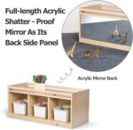 Toddler Toy Storage w/ Mirror Back, Baby Preschool and Daycare Cubbies w/ 2 Top Holding Handrail, Little Kids Tummy Time Furniture, Home, Classroom, Montessori Book Browser (1 Tier w/ Mirror Back) - Image 6