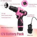 Pink Tool Set - 12V Cordless Drill Kit, 151 Piece Box With Hand Drill, Home Tool Kits for Men & Women, Perfect for Homeowner, Diyer, Handyman - Image 4