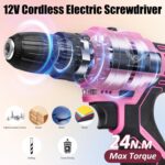 Pink Tool Set - 12V Cordless Drill Kit, 151 Piece Box With Hand Drill, Home Tool Kits for Men & Women, Perfect for Homeowner, Diyer, Handyman - Image 5