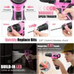 Pink Tool Set - 12V Cordless Drill Kit, 151 Piece Box With Hand Drill, Home Tool Kits for Men & Women, Perfect for Homeowner, Diyer, Handyman - Image 6