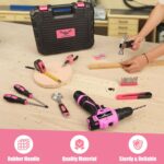 Pink Tool Set - 12V Cordless Drill Kit, 151 Piece Box With Hand Drill, Home Tool Kits for Men & Women, Perfect for Homeowner, Diyer, Handyman - Image 9