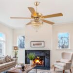 Crystal Ceiling Fan Fandelier with Lights - 52" Modern Outdoor Fans with Remote Control，Noiseless AC Motor, Retro/Farmhouse Lighting, Dining Room,Living Room (Gold - Image 6