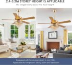 Crystal Ceiling Fan Fandelier with Lights - 52" Modern Outdoor Fans with Remote Control，Noiseless AC Motor, Retro/Farmhouse Lighting, Dining Room,Living Room (Gold - Image 9