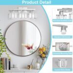 GOLSPARK 3 Light Bathroom Light Fixtures Over Mirror, Vanity Lighting Fixtures, Brushed Nickel Crystal Light Fixture, Crystal Wall Sconce E26 Base, Round Crystal Glass Shades(Exclude Bulb) - Image 3