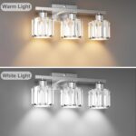 GOLSPARK 3 Light Bathroom Light Fixtures Over Mirror, Vanity Lighting Fixtures, Brushed Nickel Crystal Light Fixture, Crystal Wall Sconce E26 Base, Round Crystal Glass Shades(Exclude Bulb) - Image 4
