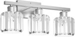 GOLSPARK 3 Light Bathroom Light Fixtures Over Mirror, Vanity Lighting Fixtures, Brushed Nickel Crystal Light Fixture, Crystal Wall Sconce E26 Base, Round Crystal Glass Shades(Exclude Bulb) - Image 9