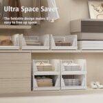Proarea Stackable Plastic Storage Basket Closet Organizer Bin Foldable Clothes Organizer Storage Drawer Shelf Container for Living Room Bathroom Kitchen Office Laundry Room - Image 4