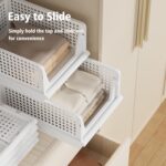 Proarea Stackable Plastic Storage Basket Closet Organizer Bin Foldable Clothes Organizer Storage Drawer Shelf Container for Living Room Bathroom Kitchen Office Laundry Room - Image 5