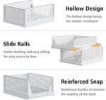 Proarea Stackable Plastic Storage Basket Closet Organizer Bin Foldable Clothes Organizer Storage Drawer Shelf Container for Living Room Bathroom Kitchen Office Laundry Room - Image 6