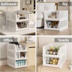 Proarea Stackable Plastic Storage Basket Closet Organizer Bin Foldable Clothes Organizer Storage Drawer Shelf Container for Living Room Bathroom Kitchen Office Laundry Room - Image 7