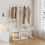 Proarea Stackable Plastic Storage Basket Closet Organizer Bin Foldable Clothes Organizer Storage Drawer Shelf Container for Living Room Bathroom Kitchen Office Laundry Room - Image 8