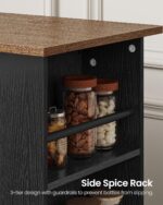 Kitchen Island Cart with Storage, Kitchen Cart with Charging Station, Kitchen Island on Wheels, Rolling Mobile Kitchen Island Table with Cabinet, 3 AC Outlets, Black and Walnut MZD04UBL - Image 7