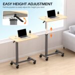 WOTURE Adjustable Overbed Table with Wheels, Bedside Rolling Table, Pneumatic Height Adjustment, Hospital Bed Table on Wheels, Standing Desk, Bedridden & Mobility Needs, Maple - Image 4