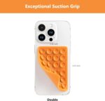 2 Pack Silicone Suction Phone Case Adhesive Mount, Silicone Sticky Holder for iPhone and Android, Hands-Free Grip for Selfies & TikTok, Gift for Women (Orange) - Image 5