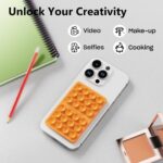 2 Pack Silicone Suction Phone Case Adhesive Mount, Silicone Sticky Holder for iPhone and Android, Hands-Free Grip for Selfies & TikTok, Gift for Women (Orange) - Image 7