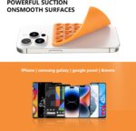 2 Pack Silicone Suction Phone Case Adhesive Mount, Silicone Sticky Holder for iPhone and Android, Hands-Free Grip for Selfies & TikTok, Gift for Women (Orange) - Image 8