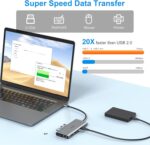 USB C Laptop Docking Station Dual Monitor HDMI for Dell/Lenovo/HP Laptop 14 in 1 USB C Hub Multiport Adapter Dongle Dock USB C to 2 HDMI 4K+DisplayPort+Ethernet+4USB+2USB C+100W PD Charger+SD/TF+Audio - Image 6