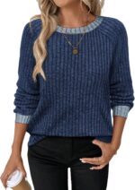 WIHOLL Long Sleeve Shirts for Women Lightweight Sweaters Fall Outfits 2025 Color Block Winter Clothing Dressy Casual Soft - Image 3