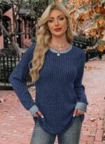 WIHOLL Long Sleeve Shirts for Women Lightweight Sweaters Fall Outfits 2025 Color Block Winter Clothing Dressy Casual Soft - Image 4