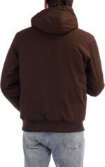 Men's Loose Fit Quilted Flannel Lined Workwear Waterproof Active Jacket Hooded Work Coat - Image 3