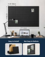 Large Cork Board, 12 Pack 12"X12"X0.4" Felt Bulletin Board Tiles with Self Adhesive for Wall Home Office Decor, Pin Cork Boards-Black - Image 3