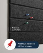 Large Cork Board, 12 Pack 12"X12"X0.4" Felt Bulletin Board Tiles with Self Adhesive for Wall Home Office Decor, Pin Cork Boards-Black - Image 4