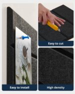 Large Cork Board, 12 Pack 12"X12"X0.4" Felt Bulletin Board Tiles with Self Adhesive for Wall Home Office Decor, Pin Cork Boards-Black - Image 5