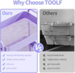 TOOLF 3-Tier Metal Rolling Cart with Wheels, Storage Utility Organizer Cart for Kitchen, Bathroom, Office, Baby Essentials & Makeup - Lockable Casters, Easy Assembly, Large Capacity, Purple - Image 5