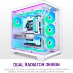 F600 PC Case - Pre-Installed 7 PWM ARGB Fan, ATX Mid-Tower Gaming PC Case, 270° Panoramic Glass with Type-C, FOIFKIN (White, F600) - Image 3