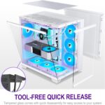 F600 PC Case - Pre-Installed 7 PWM ARGB Fan, ATX Mid-Tower Gaming PC Case, 270° Panoramic Glass with Type-C, FOIFKIN (White, F600) - Image 4