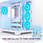 F600 PC Case - Pre-Installed 7 PWM ARGB Fan, ATX Mid-Tower Gaming PC Case, 270° Panoramic Glass with Type-C, FOIFKIN (White, F600) - Image 6
