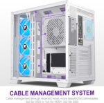 F600 PC Case - Pre-Installed 7 PWM ARGB Fan, ATX Mid-Tower Gaming PC Case, 270° Panoramic Glass with Type-C, FOIFKIN (White, F600) - Image 9