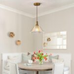 10.62-inch Hanging Light Fixture for Kitchen, Single-Light Island Pendant with Painted Glass Shade and Brass Finish, E26 Socket, Kitchen Island Pendant Light (Bulb not Included) - Image 3