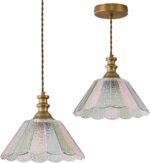 10.62-inch Hanging Light Fixture for Kitchen, Single-Light Island Pendant with Painted Glass Shade and Brass Finish, E26 Socket, Kitchen Island Pendant Light (Bulb not Included) - Image 10