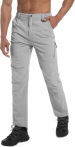 Men's Lightweight Hiking Pants Quick Dry Waterproof Stretch Travel Fishing Camping Work Cargo Pants Zipper Pockets - Image 3