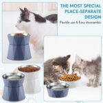 Lallisa Cat Feeder, 2 Pcs Elevated Stainless Steel Bowls with Adjustable Raised Stand, Non-Slip Pet Food and Water Bowl for Cats, Dogs, Hygienic Feeding Eating Pets (Blue, White) - Image 7